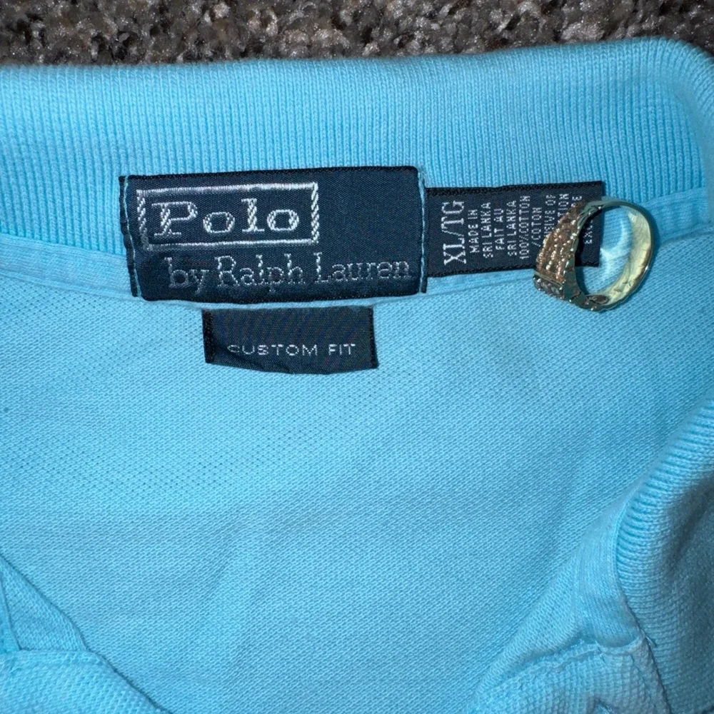 Polo Ralph Lauren Mens XL Custom Fit Light Blue‎ Mesh Polo Pink Pony